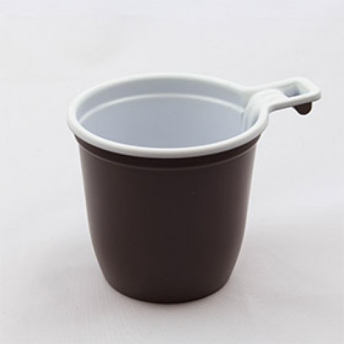 Чашка 180 мл. цена за 50 шт. кофейная коричнево-белая с ручкой, Интеко (арт. 100022а)