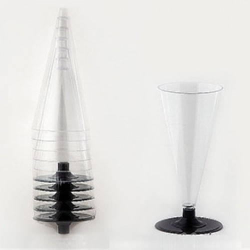 Фужер 180мл/6 шт. Конусный прозрачный, черная ножка (Шампанское, Вино) (арт. 100056)