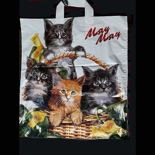 Пакет п/э ПТЛ ПНД 25 мкр. Котики 37*41 с петлевой ручкой (10 шт.уп.) (арт. 100808)