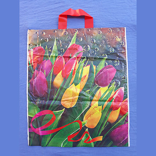 Пакет п/э ПвД ПТЛ с петлевой ручкой Тюльпаны 37*40 20мко. (10 шт.уп.) (арт. 100801)