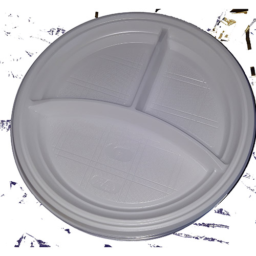 Тарелка эконом д 205 мм. 2,3секции/100 шт. ПП,СТП, белая, цветная (арт. 100073а)