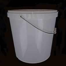 Ведро круглое 20 л./1 шт. с крышкой. Белое, металлическая ручка. для пищевых продуктов (арт. 100364)