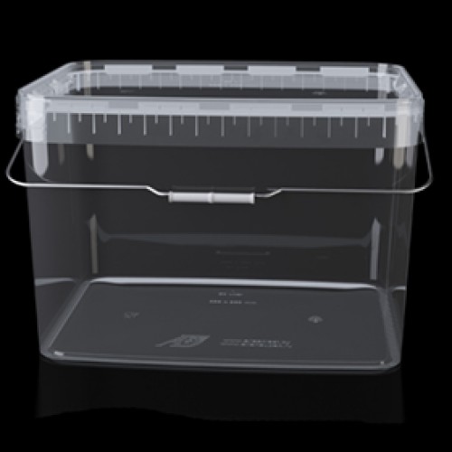 Ведро контейнер 20 л./1 шт. прямоугольный, с крышкой, прозрачный, металлическая ручка. (арт. 100382)