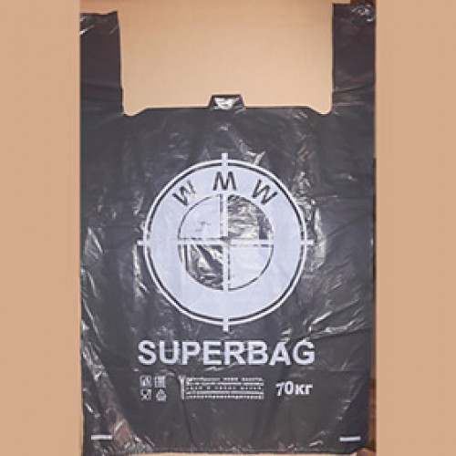 Пакет майка в см. 45+20*75 25 мкр., цвет черный BMW (50 шт. в уп.) (арт. 100450)