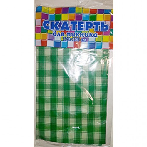 Скатерть зеленая клетка полиэтилен размер в см. 120*180- 1 шт. (арт. 9.2.1)
