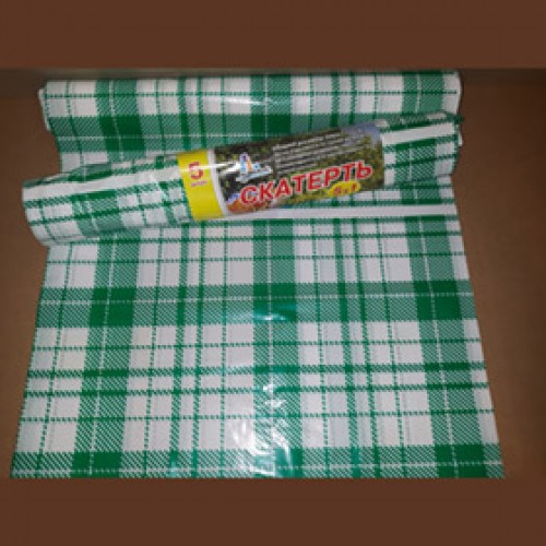 Скатерть полиэтилен в рулоне 5 шт. размер 110*180 зелено белая клетка (арт. 9.2.8)