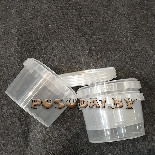 Ведро, банка без ручки круглое 280 мл./100 шт. прозрачное с крышкой (пищ. прод. Мед и т.п.) (арт. 100220)