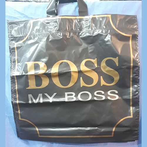 Пакет п/э ПТЛ с петлевой ручкой BOSS ПВД 43*44 40 мкр. черный фон (10 шт.уп.) (арт. 100809)