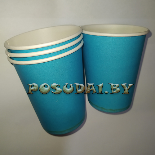 Стакан картон, бумажный 250 мл. цена за 100 шт. синий (арт. 100165b)